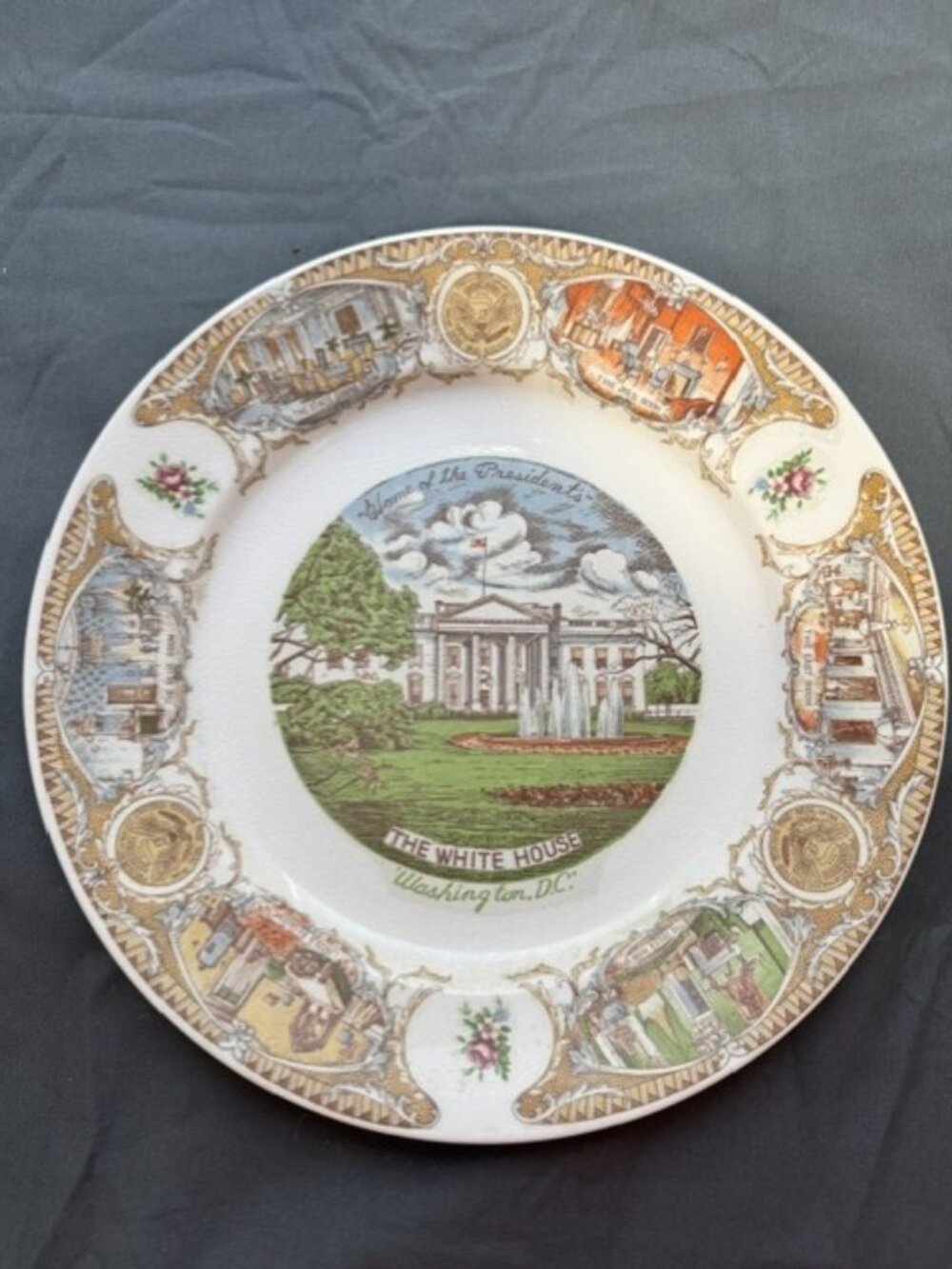 Vintage 10" Dinner Plate Home of the Presidents The White House Washington DC